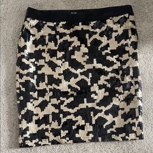 BCBG Black and Gold Sequin Pencil Skirt